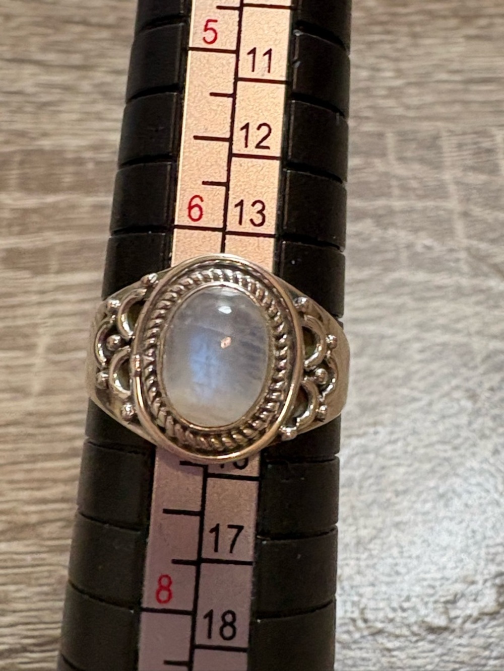 Sterling Silver Moonstone Oval Ring Size 6.75